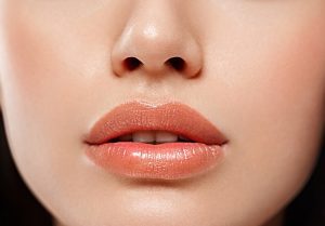 Woman lips mouth biting lip colorful pink