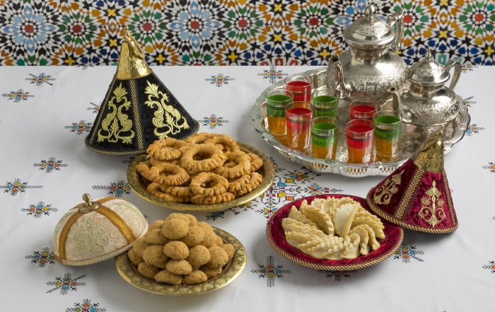 Traditional Moroccan cookies in a festive tajine